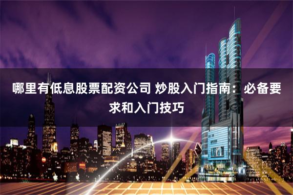 哪里有低息股票配资公司 炒股入门指南：必备要求和入门技巧